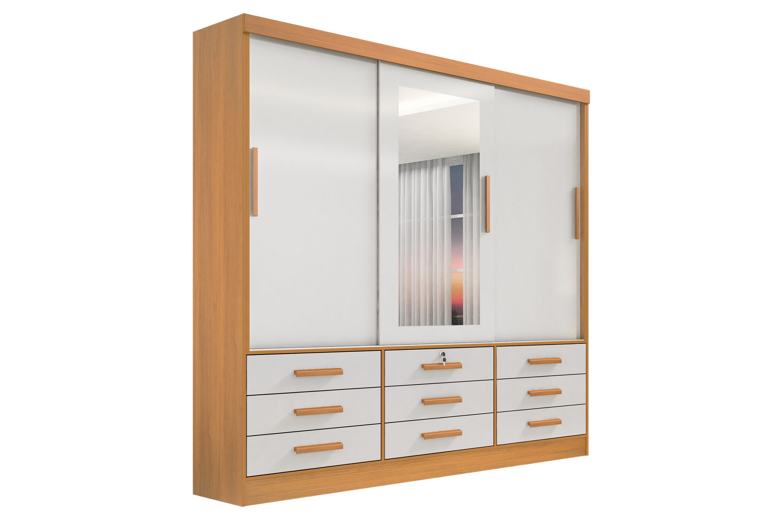 Guarda-roupa D'Doro Meridian 3 Portas — Cinamomo / Off-White