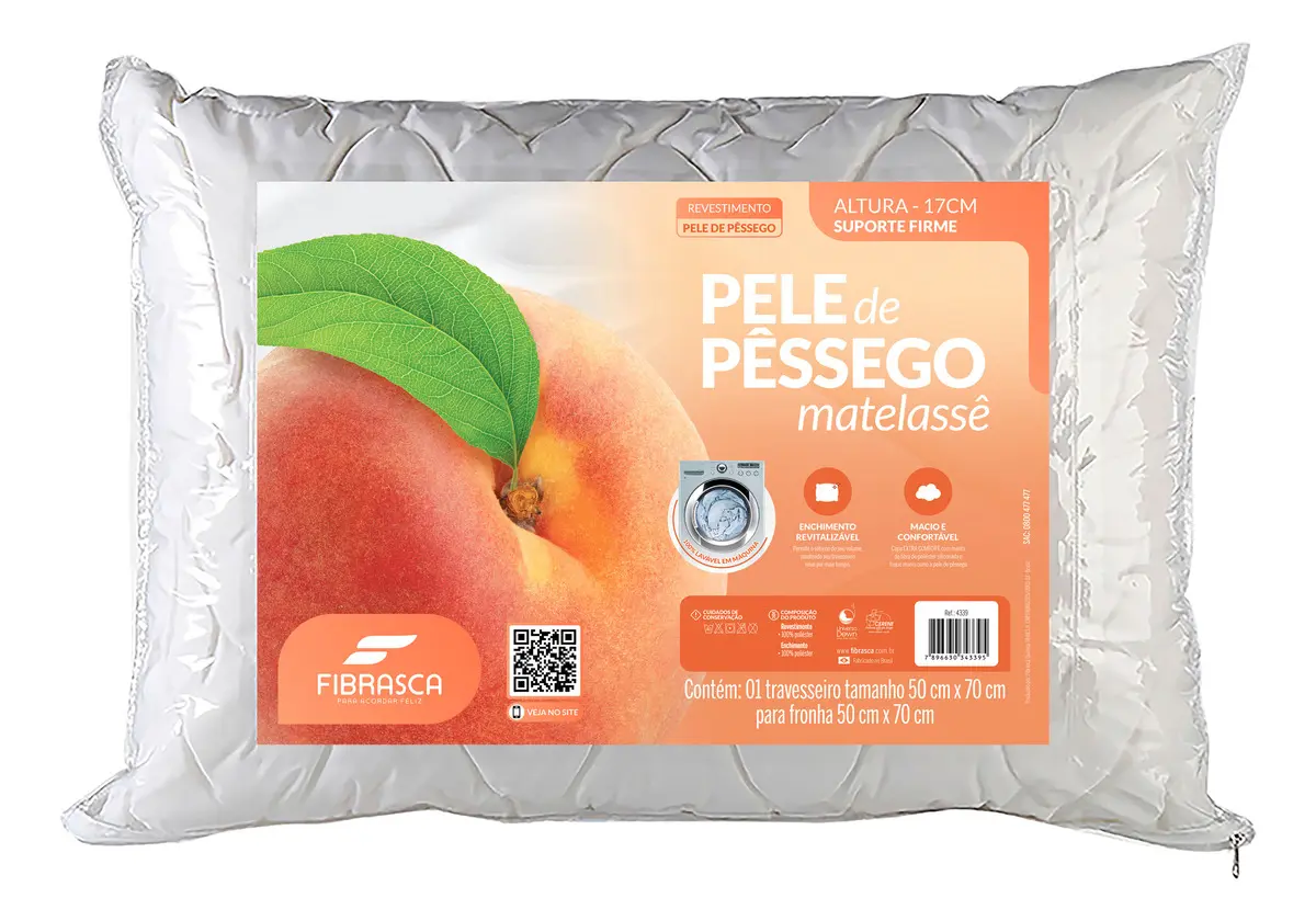 Travesseiro Fibrasca Pele de Pessêgo Mat — Branco