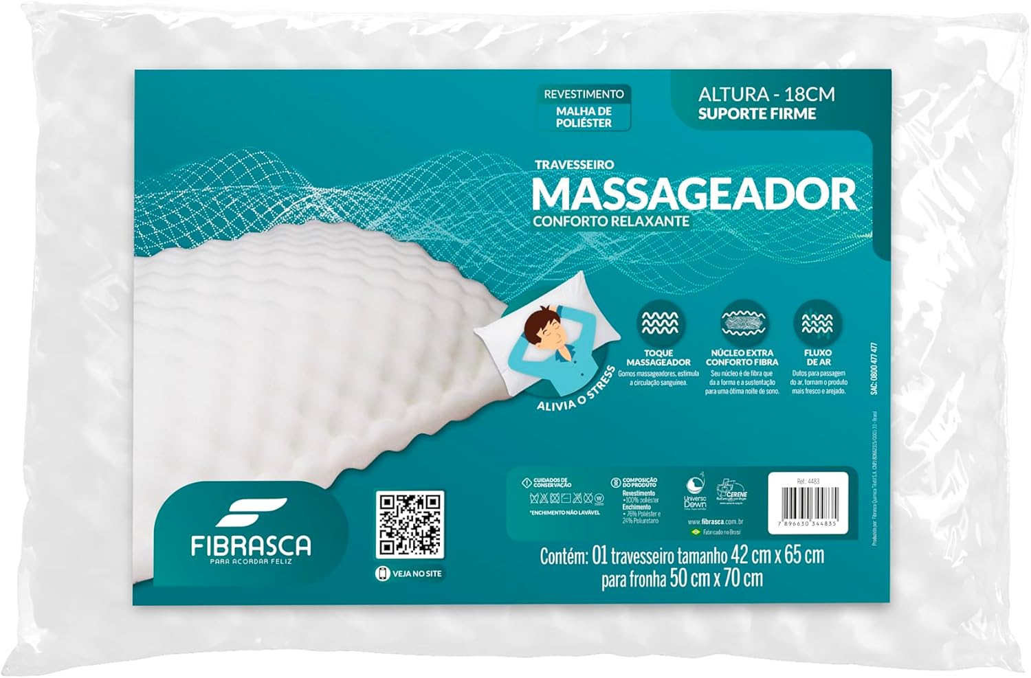 Travesseiro Fibrasca Massageador Super Médio — Branco