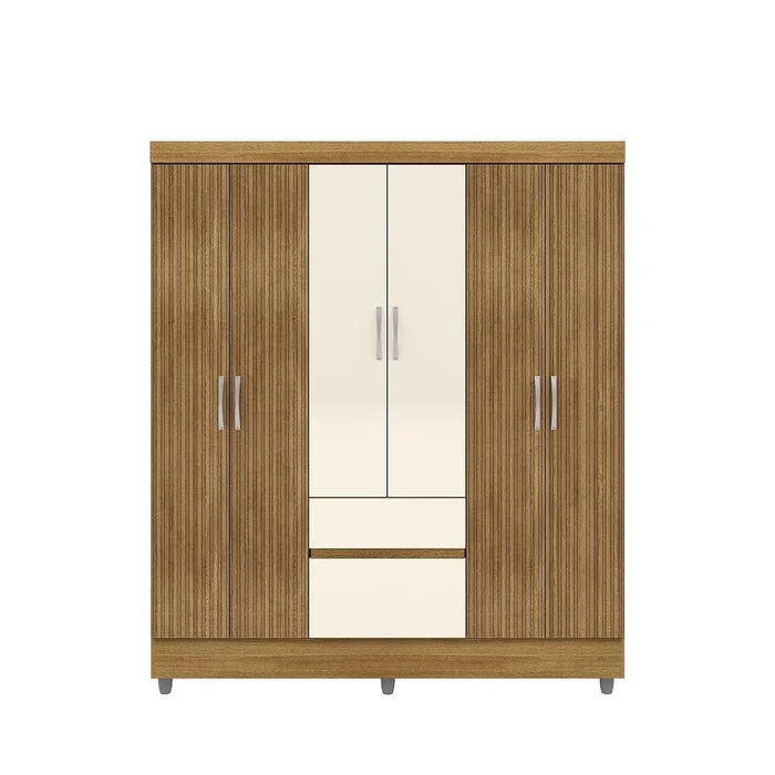Guarda Roupa de Casal Vila Rica Ideal 6 pts — Nature/Brisa/Champanhe