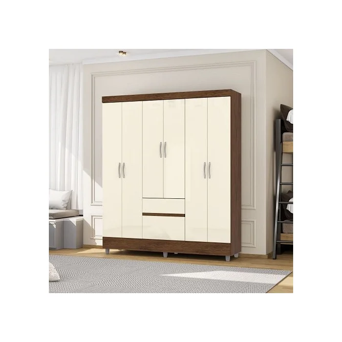 Guarda Roupa de Casal Vila Rica Ideal 6 pts — Imbuia/Champanhe