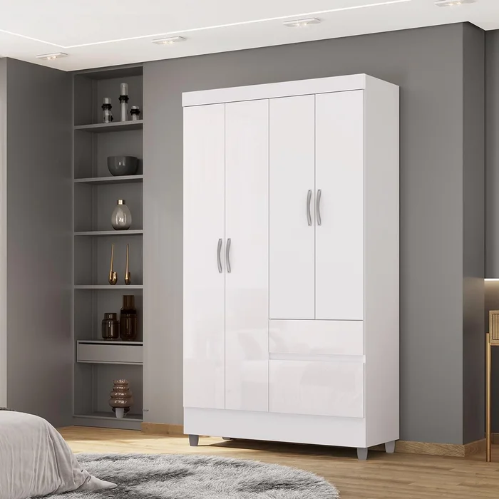 Guarda Roupa  Solteiro Vila Rica Ideal 4 pts — Branco