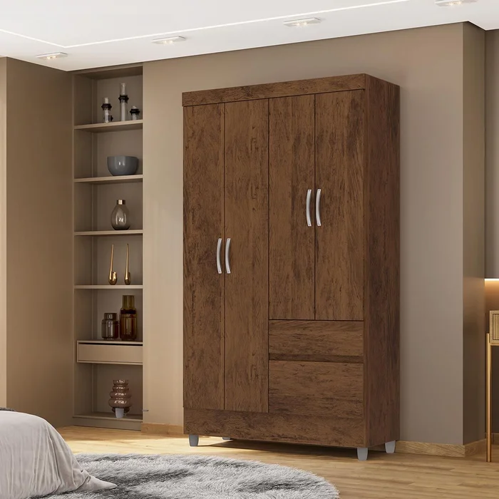 Guarda Roupa  Solteiro Vila Rica Ideal 4 pts — Imbuia