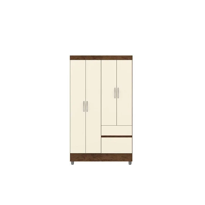 Guarda Roupa  Solteiro Vila Rica Ideal 4 pts — Imbuia/Champanhe
