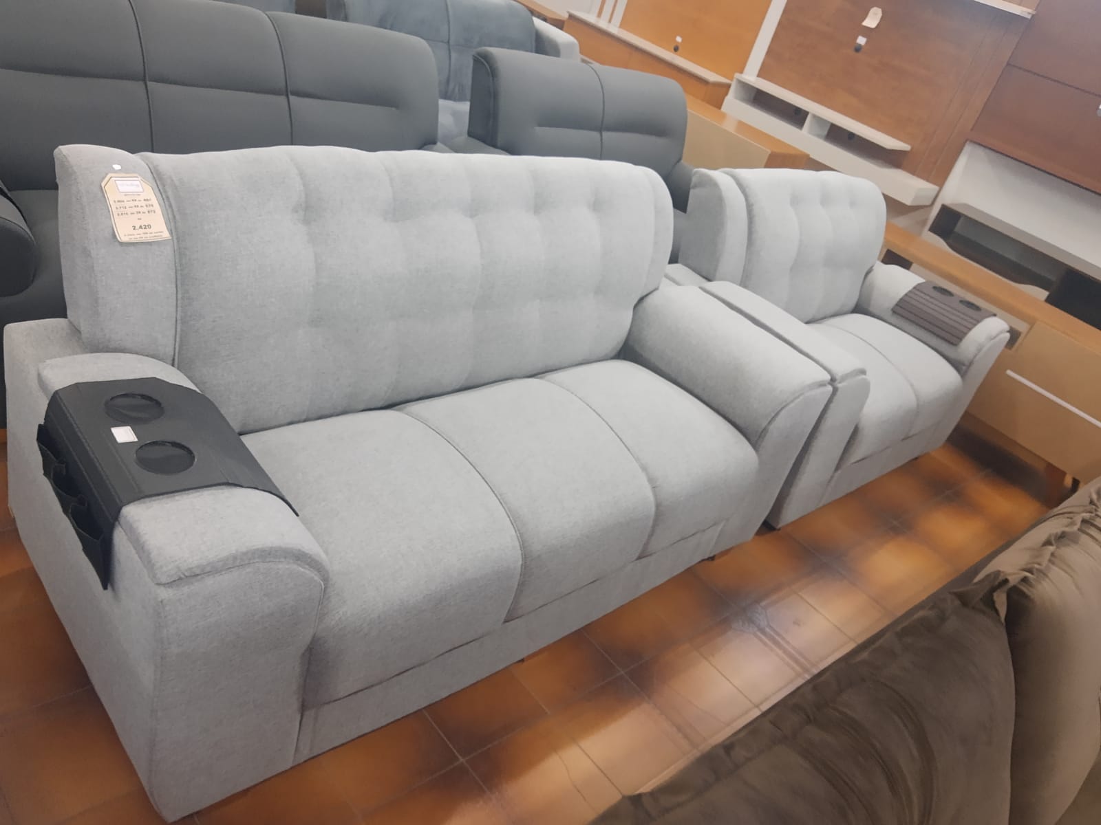 Conjunto de Sofá LeA Santiago 3.2 lugares — cinza