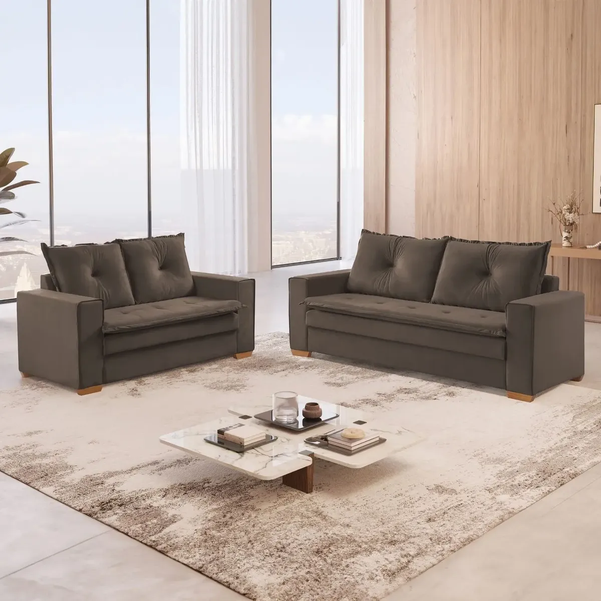 Conjunto de Sofá Lufer 3055 3.2 Lugares Florianópolis — Cores Diversas