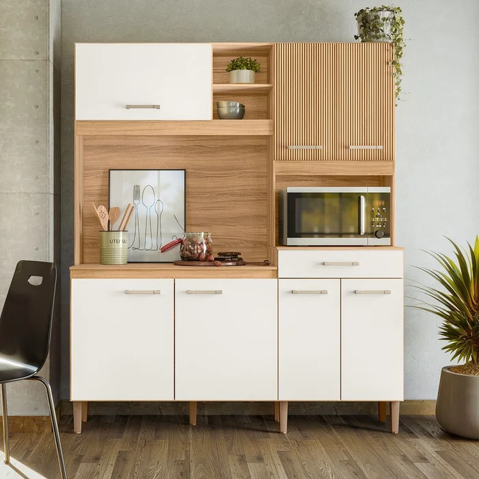 Kit de Cozinha Nicioli Yara 1,60m — Freijó/off white