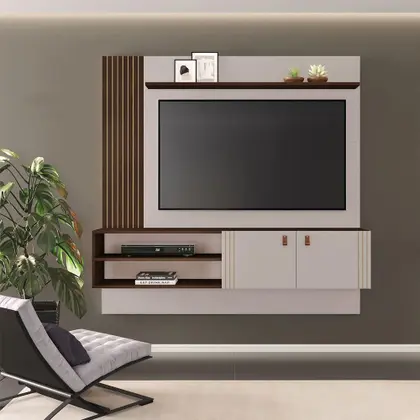 Painel JCM Preciso (para TV de até 65') — Café / Off-White