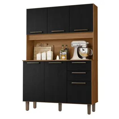 Kit de Cozinha Zanzini Pop 1,20m — Cinamomo/Preto Catedral