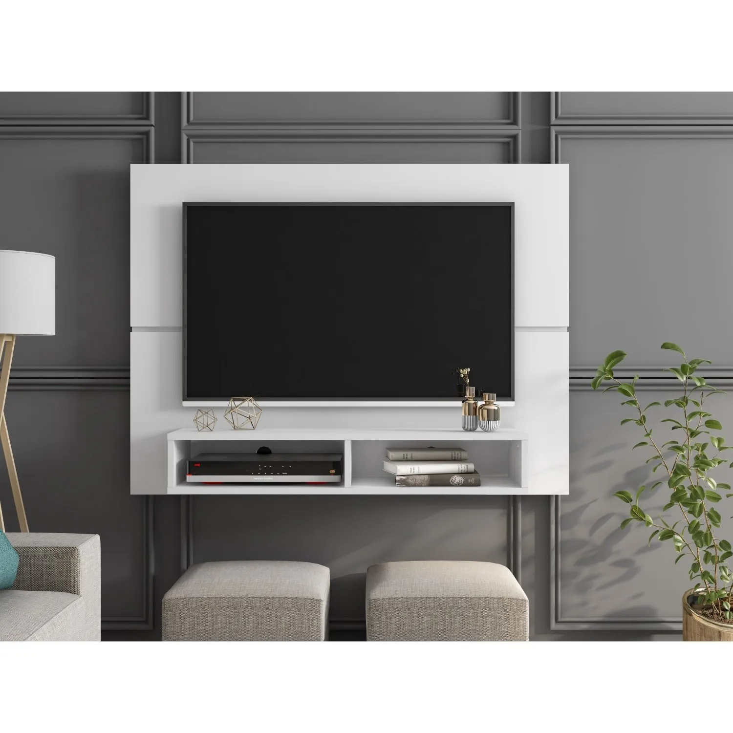 Painel Zanzini New Slim  1,20m Para TV de até 49' — Branco