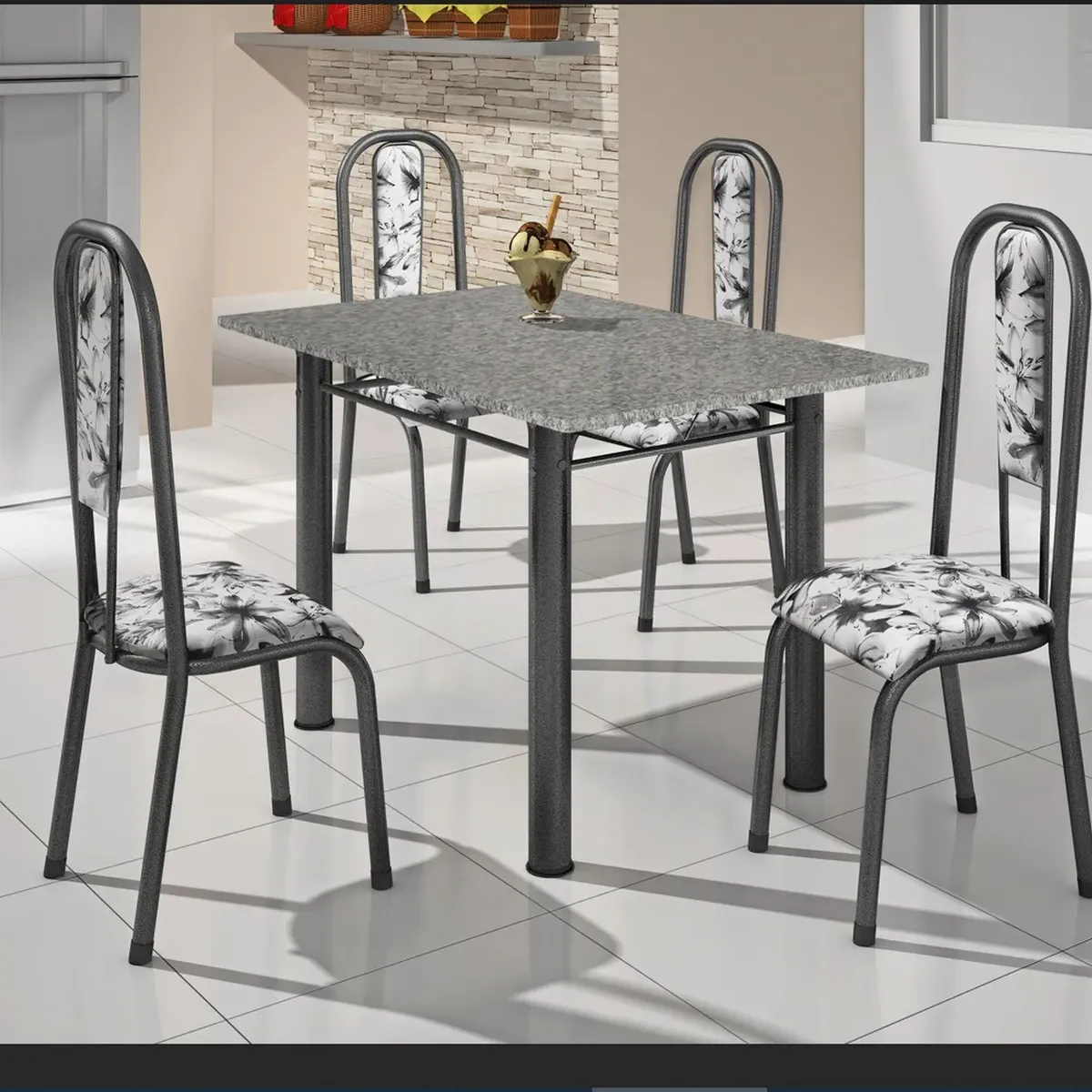 Conjunto de Mesa BM Atenas 1,00x0,70 4 cadeiras — Craqueada