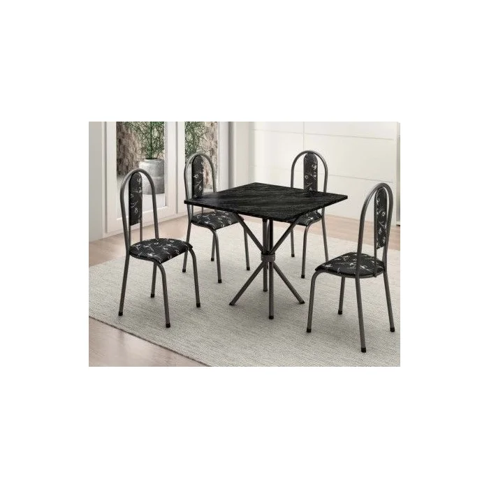 Conjunto de Mesa BM Berlim Quadrada 75x75 4 Cadeiras — Craqueada