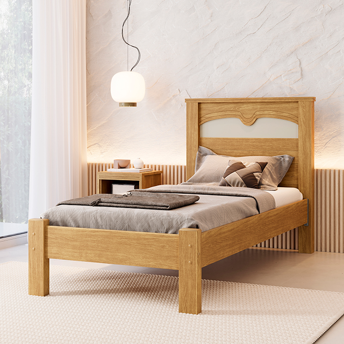 Cama de Solteiro Fênix Amsterdã — Cinamomo/off white