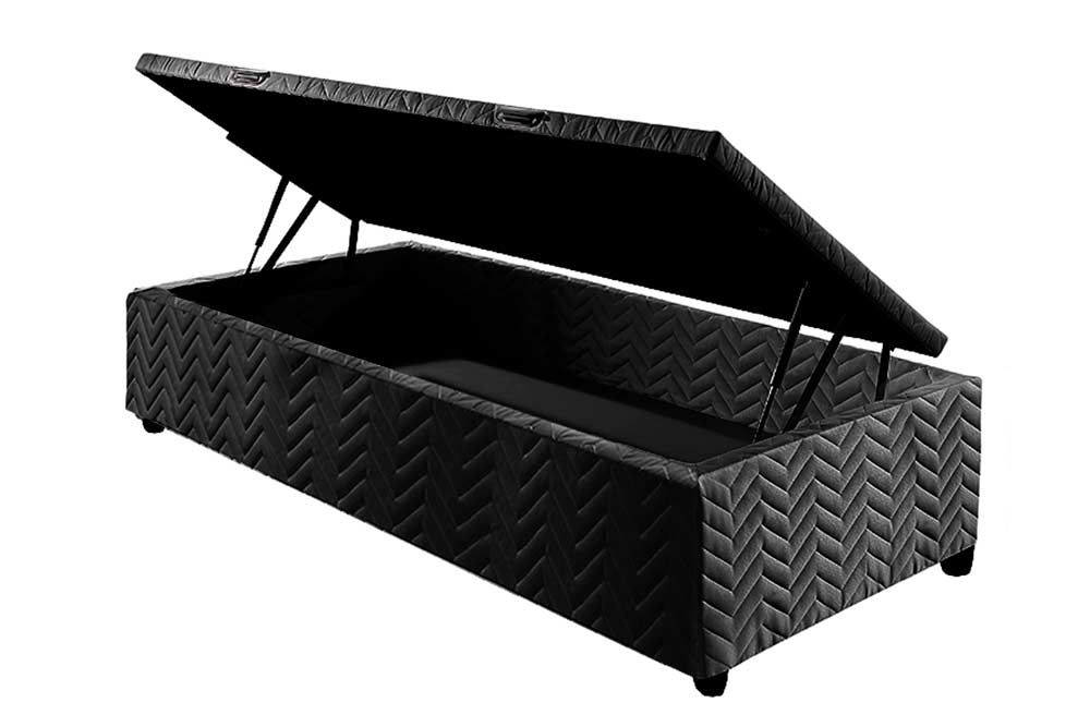 Base de Cama Box Solteiro Paropas Baú — Preta