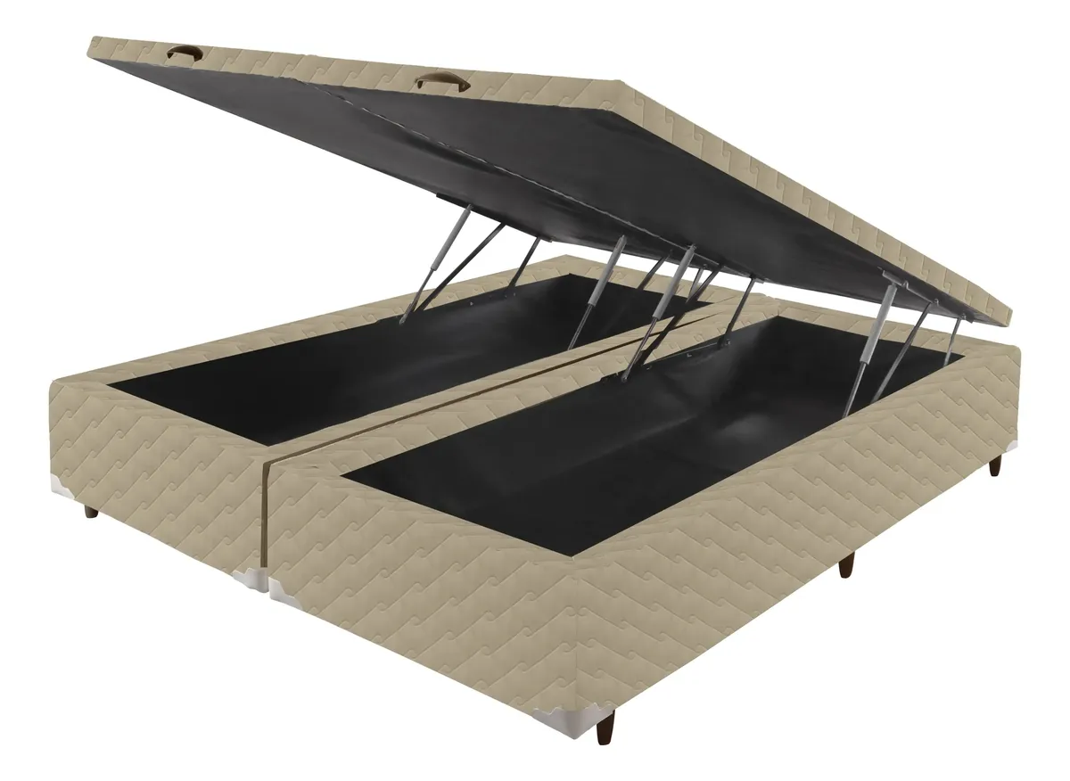 Base de Cama Box Paropas Queen Baú — Bege