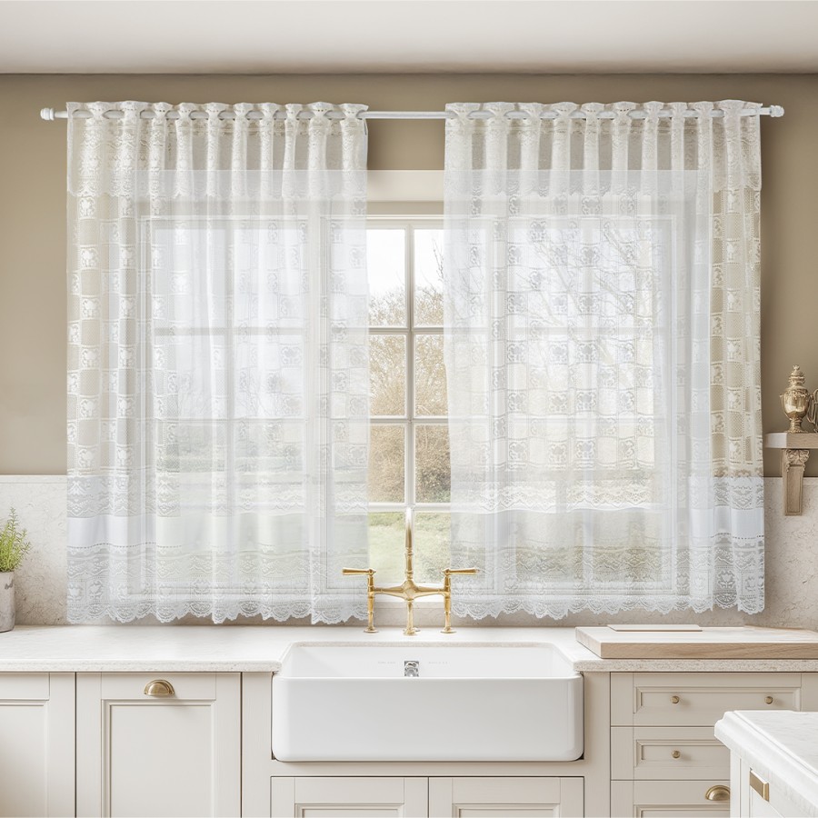 Cortina Adomes p/Cozinha Renda 1,35 x 2,00m — Branco