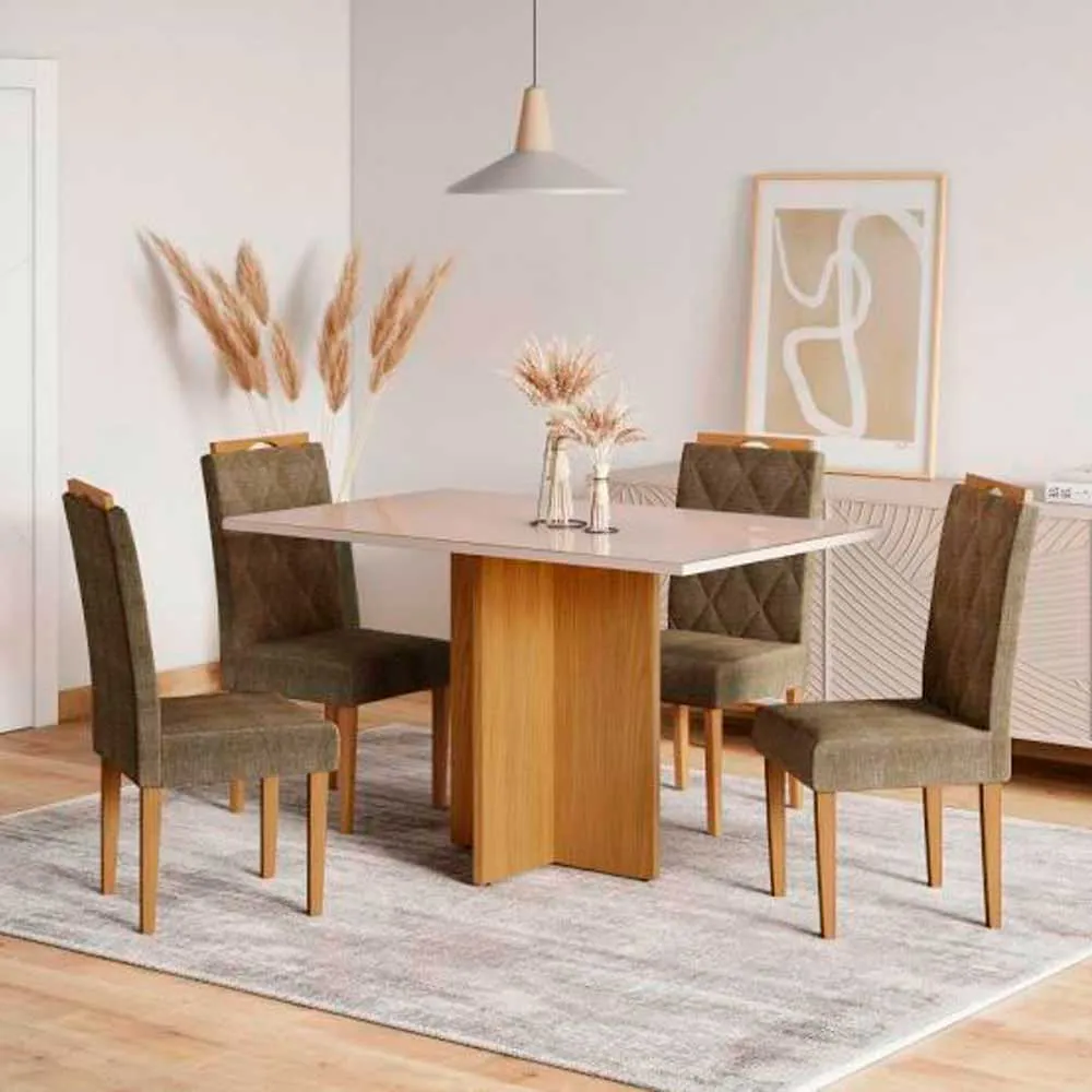 Conjunto de Mesa Jcm Robusta c/4 cadeiras 1,20m — Cinamomo/off white