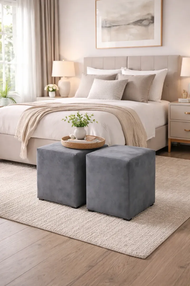 Puff Valdeci 34x34cm — Cinza