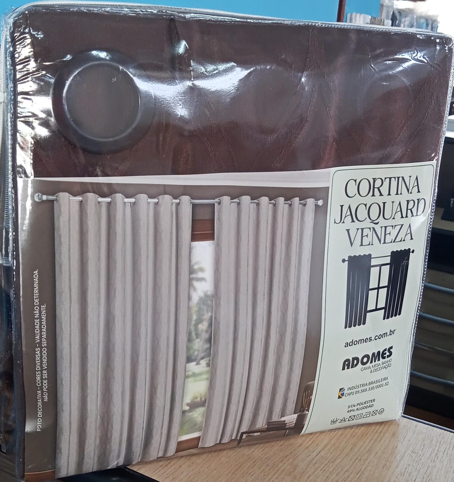 Cortina Adomes Jacquard Veneza 1,60x2,00m — Marrom
