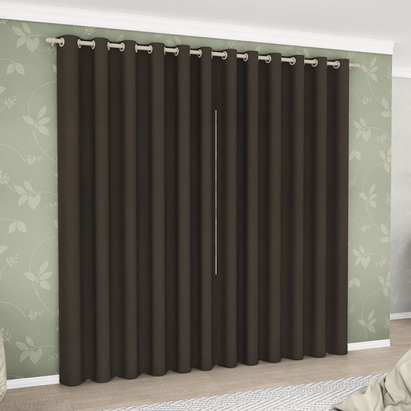 Cortina Adomes Corta Luz Tecido 2,30 x 2,00m — Marrom