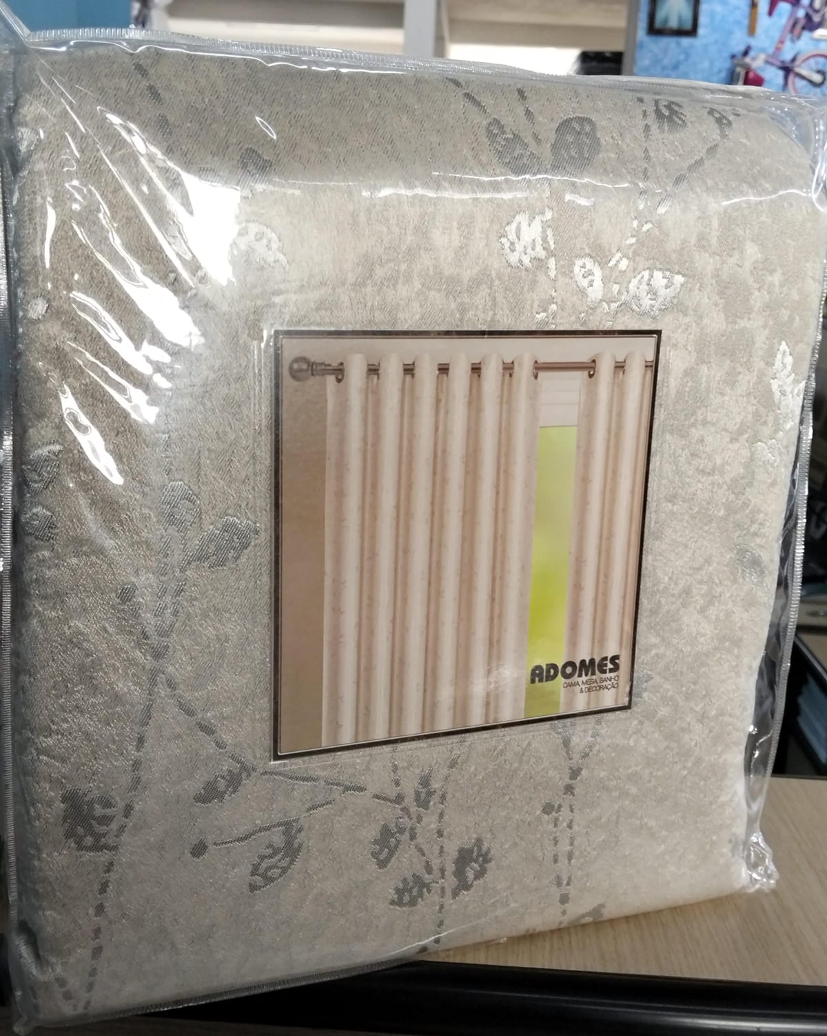 Cortina Adomes Corta Luz 1,70 x 2,00m Ramos — Bege