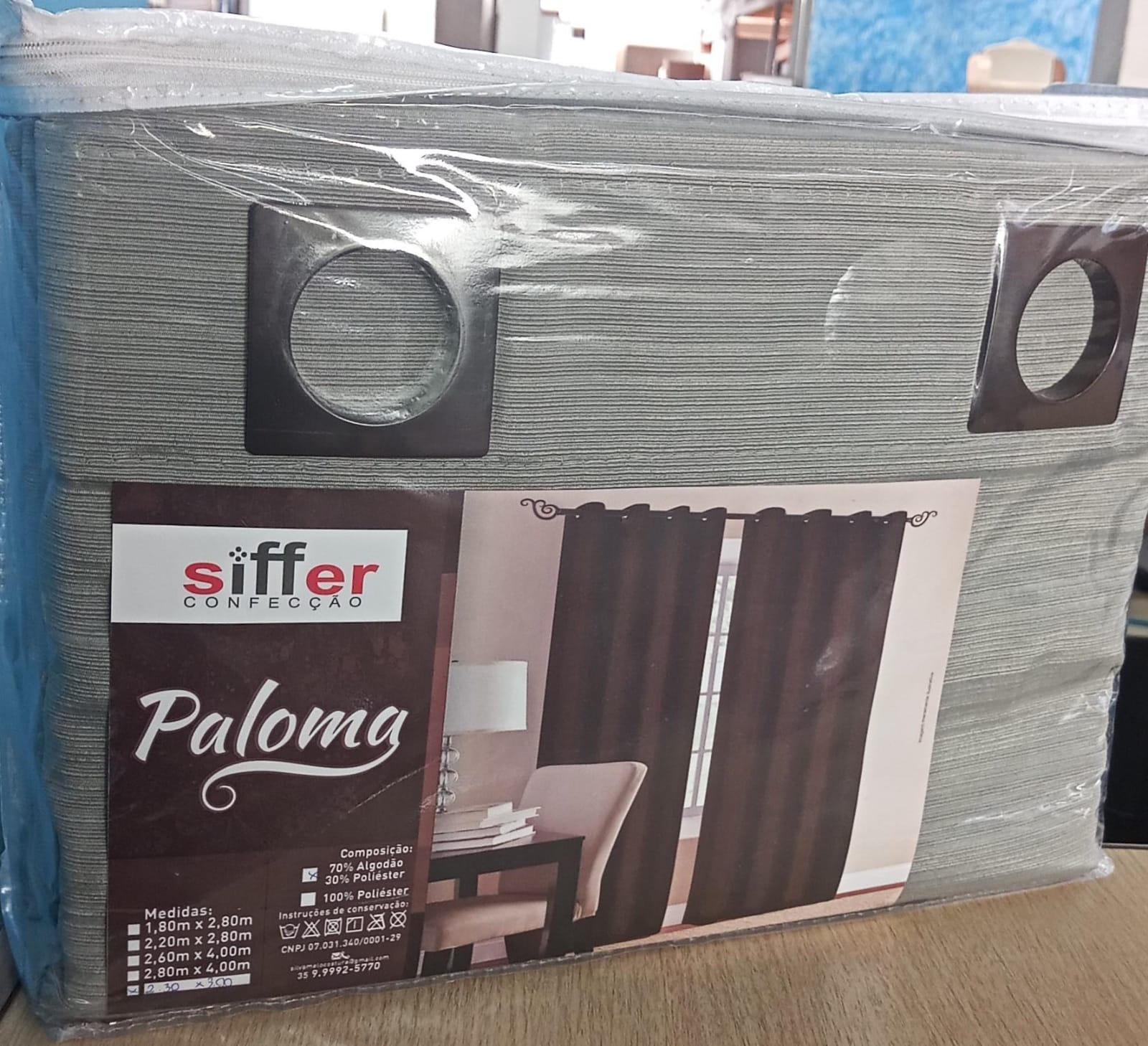 Cortina Siffer Blackout 2,30 x 3,00m ou 2,30 x 2,80m porta — Cinza