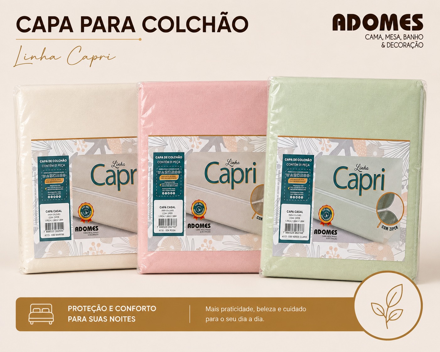 Capa de Colchão Adomes Capri Casal — Cores Diversas