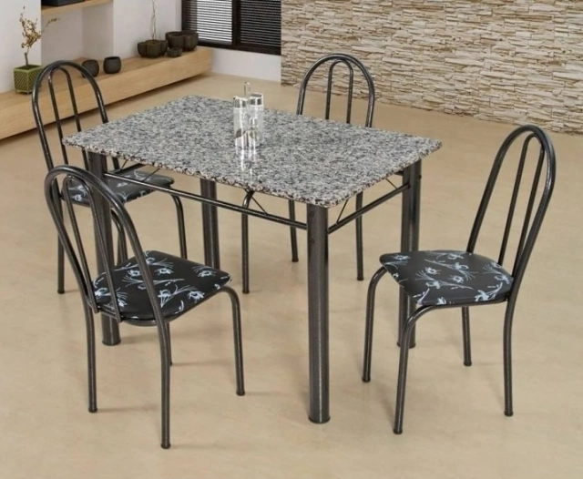 Conjunto de Mesa Quality Madri 1,00 x 0,60 4 Cadeiras Baixa — Prata