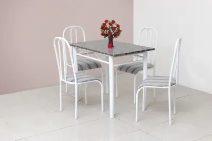 Conjunto de Mesa Quality Madri 1,00 x 0,60 4 Cadeiras Baixa — Branca