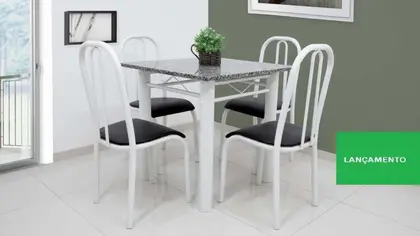 Conjunto de Mesa Quality Madri Quadrada 80cm 4 Cadeiras Baixa — Branca