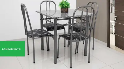 Conjunto de Mesa Quality Madri Quadrada 80cm 4 Cadeiras Baixa — Prata