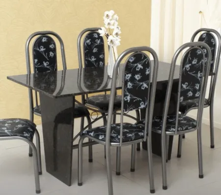 Conjunto de Mesa Quality Zurik 1,20m perna pedra c/encosto — Prata