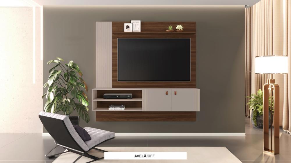 Painel JCM Preciso (para TV de até 65') — Avelã / Off-White